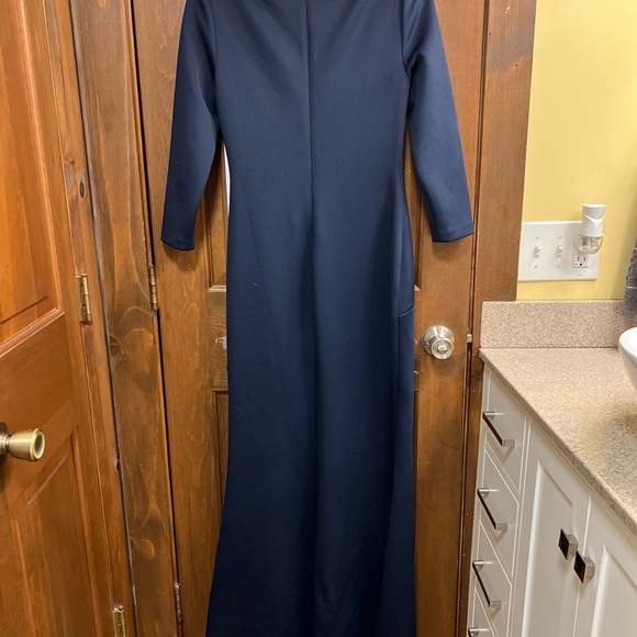 ELIZA J BLUE Techno Scuba Pleat Evening DRESS GOWN - Picture 8 of 9